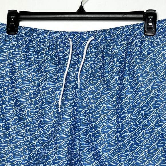Con.Struct Tidal Wave Print Swim Shorts Blue White Mens Large Beach Pool Lake - Picture 2 of 9